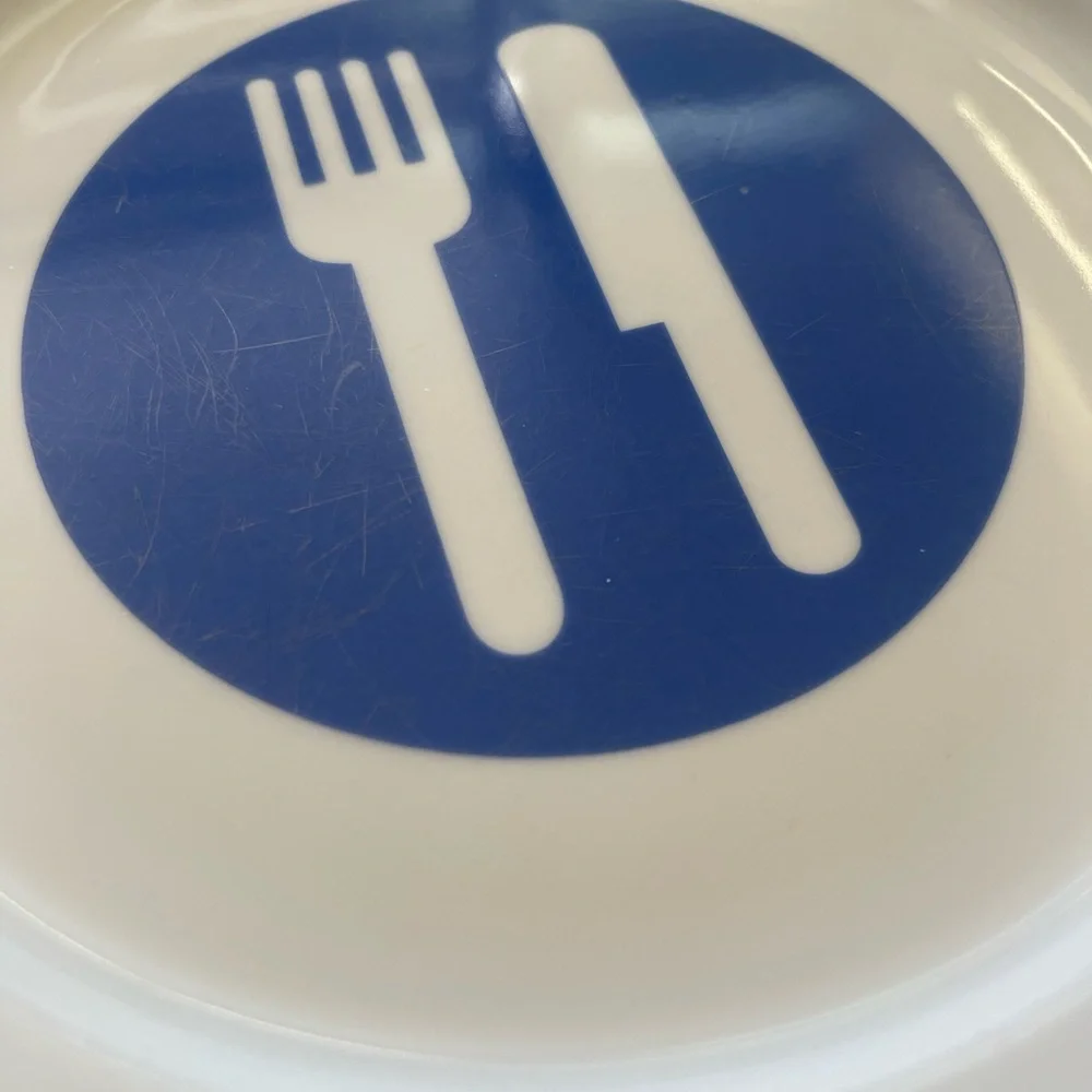 Crate&Barrel White and Blue Dinner Plates (3)